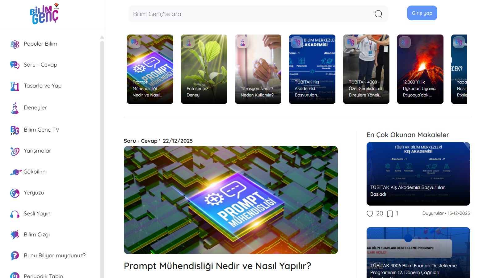 TÜBİTAK Bilim Genç Görseli