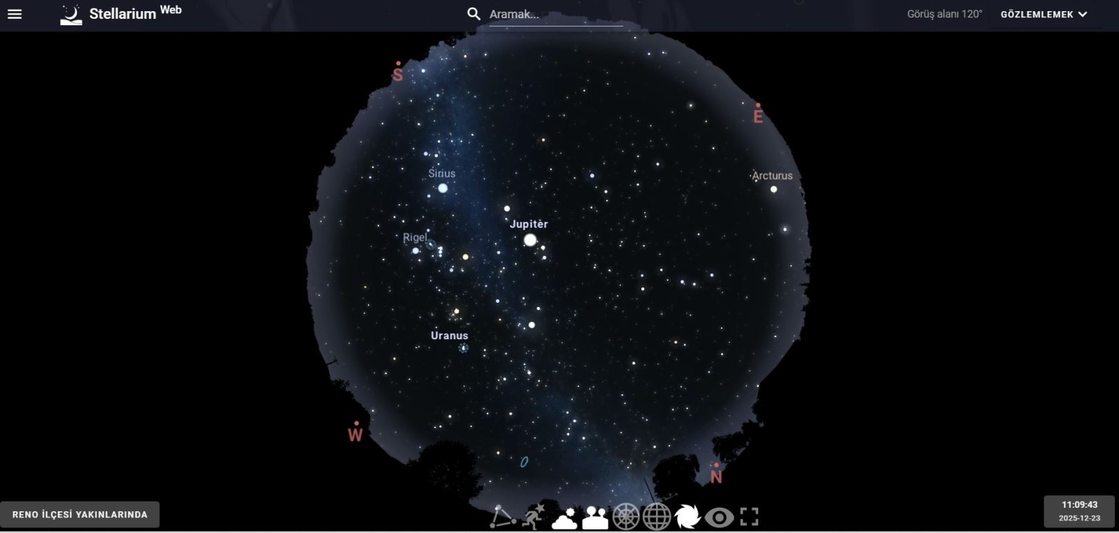Stellarium Web Görseli